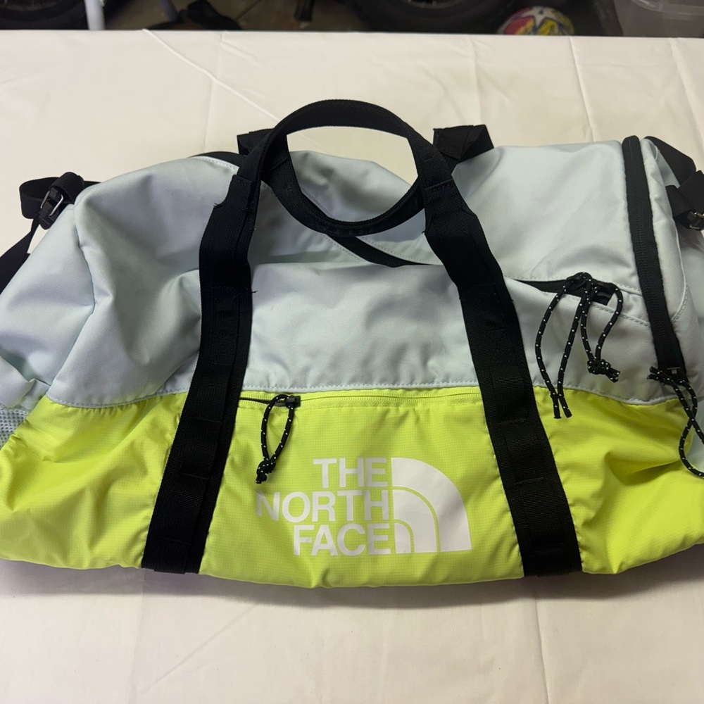 The North Face Neon Yellow and Light Gray Travel Bag